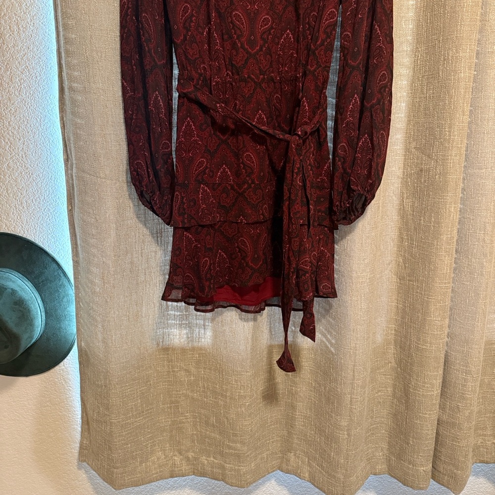 PAIGE Burgundy Paisley Long Sleeve Dress - Picture 5 of 6